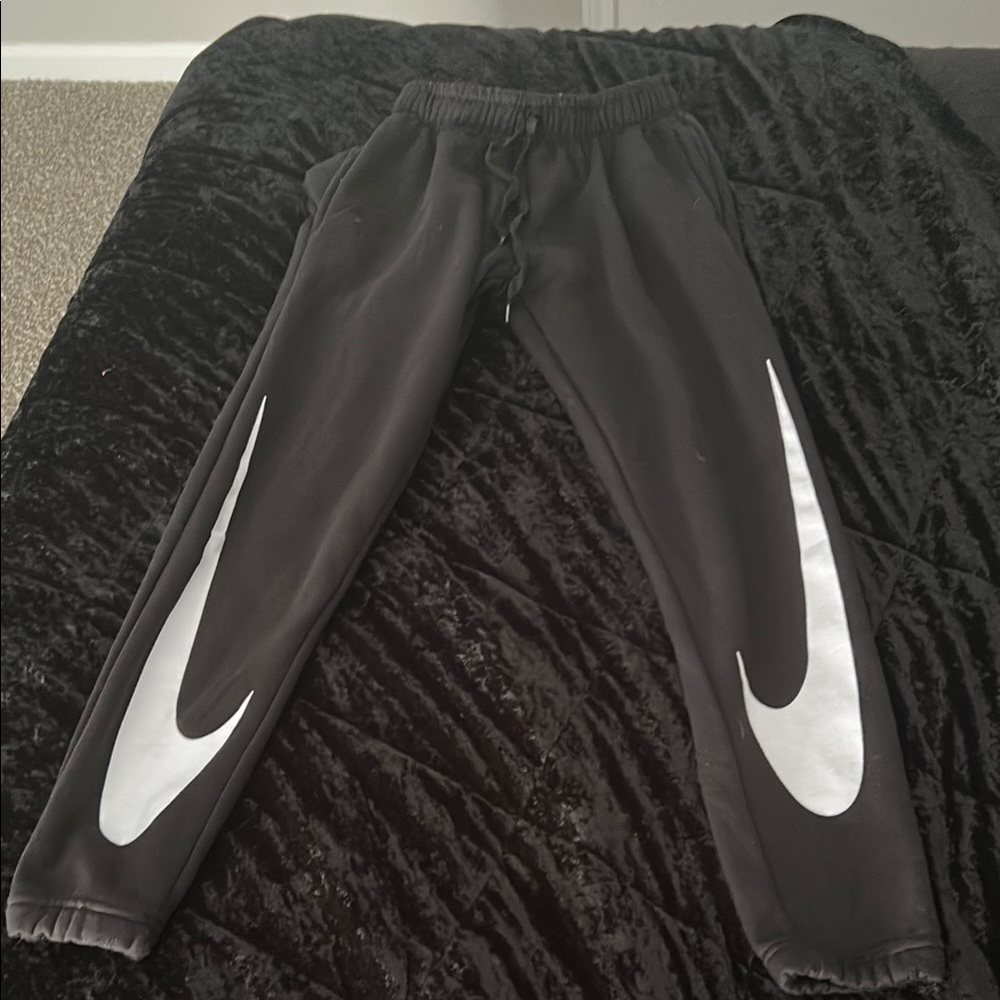 Nike Black and White Joggers with Bold Swoosh